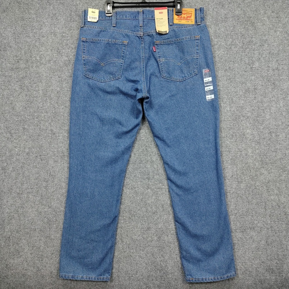 NEW Levi's 511 Jeans Men's 38X30 Blue Denim Slim Fit Straight Leg Stretch Casual - Picture 2 of 14